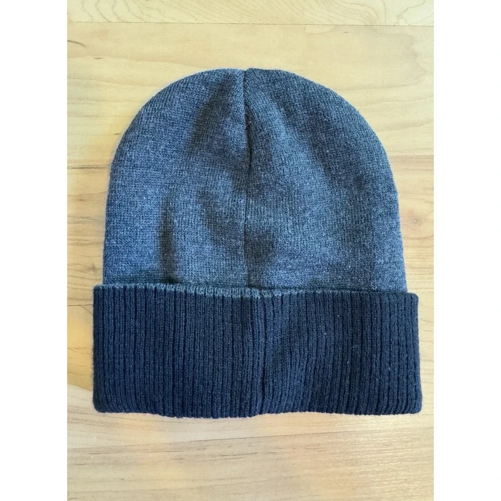 Levi's Two Tone Cuffed Knit Beanie Black Charcoal Gray Logo Unisex